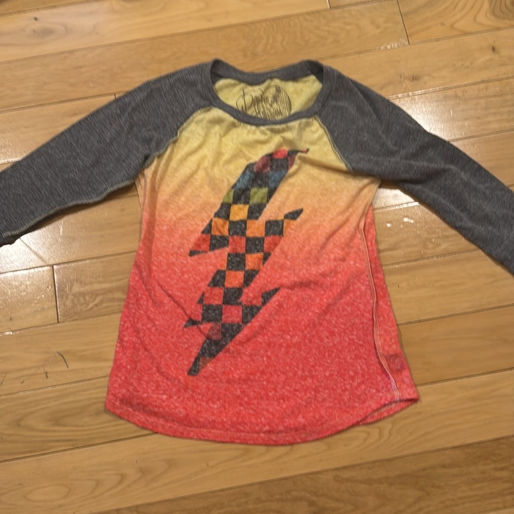 Dirtee Hollywood Baseball Tee Sunset Colors Medium